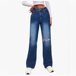 Women's Blue Distressed Jeans